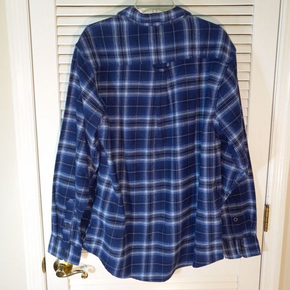 Woolrich Blanket Shirt Jacket Size L Blue Plaid Flannel Cotton Shacket Pockets - Picture 5 of 16